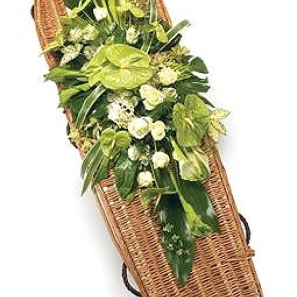 Casket Spray White & Green