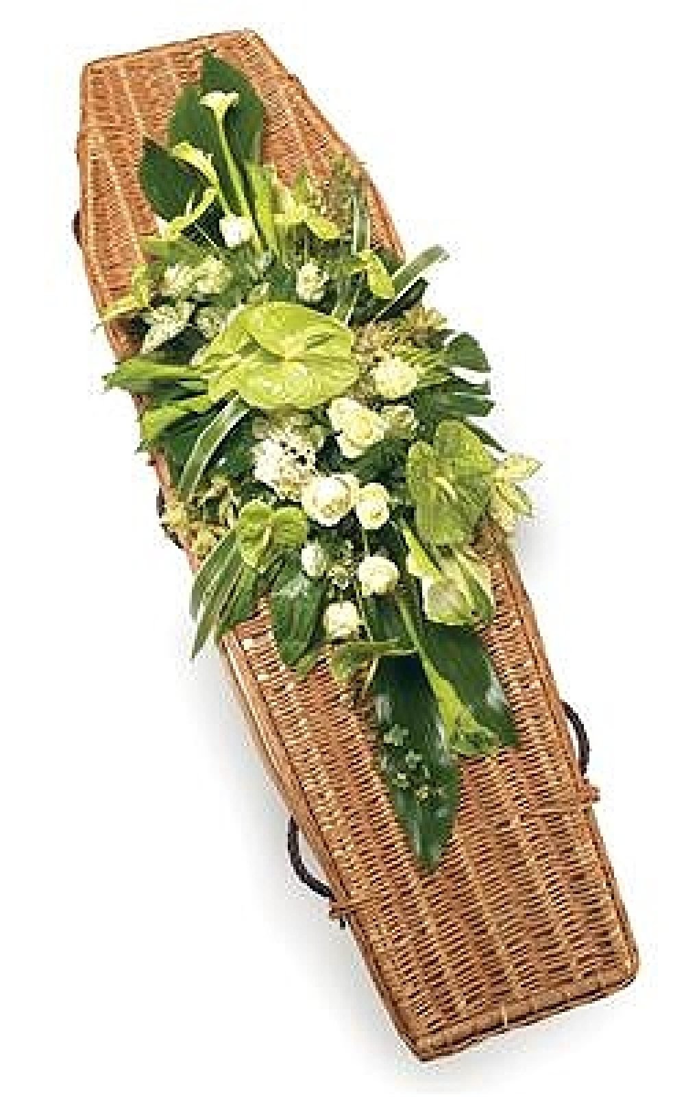 Casket Spray White & Green